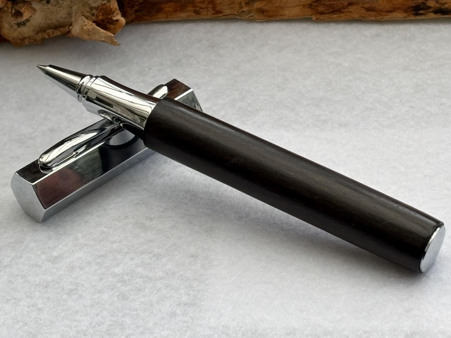 Handmade Rollerball Pen in Ancient Bog Oak Wood - Hexagon Pen - Collectors Item