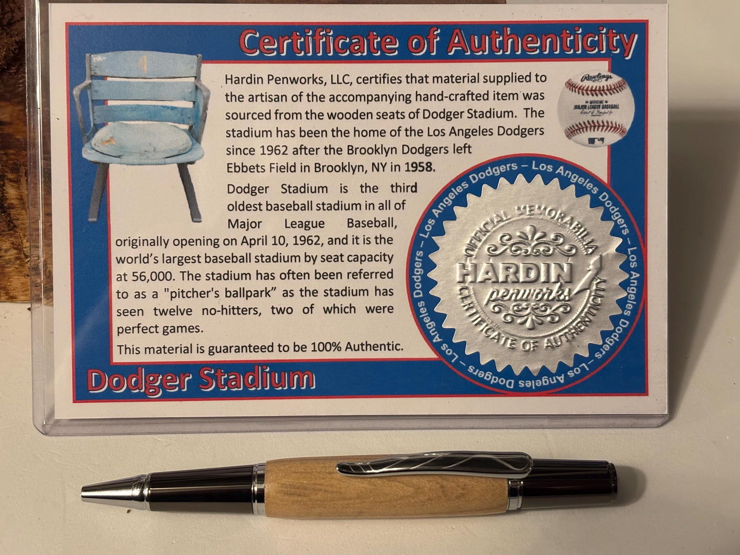 Dodger Stadium Ballpoint Pen, Home  of the LA Dodgers, Handmade Unique Baseball Gift