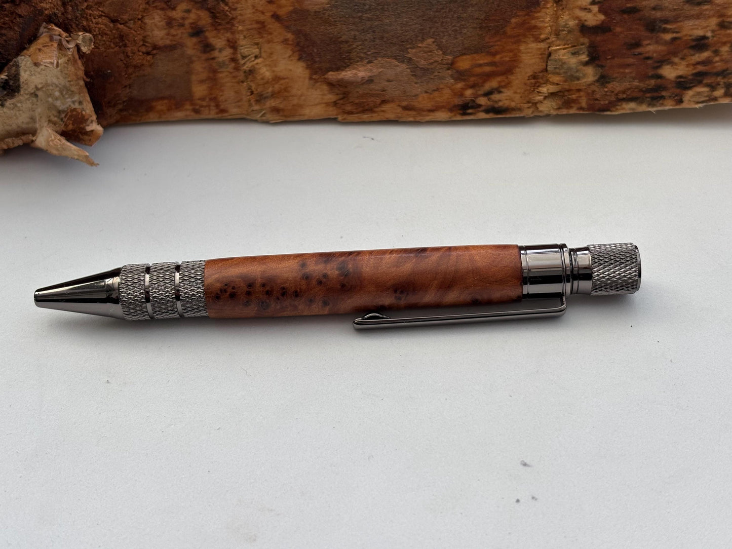 Thuya Burr Pen  | Elegant Twist Ballpoint | Unusual Styling