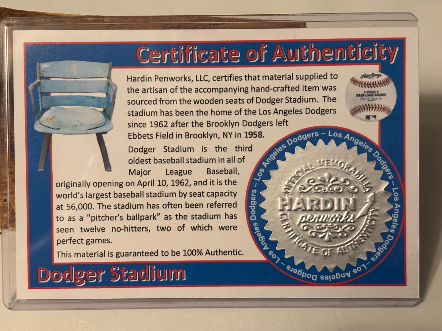Dodger Stadium Ballpoint Pen, Home  of the LA Dodgers, Handmade Unique Baseball Gift