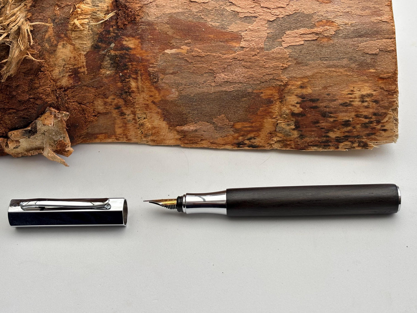 Handmade Fountain Pen in Ancient Bog Oak Wood - Unique Hexagon Pen - Collectors Item