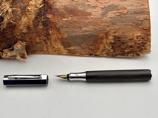 Handmade Fountain Pen in Ancient Bog Oak Wood - Unique Hexagon Pen - Collectors Item