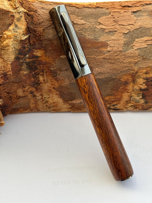 Rare Hexa Style Rollerball Pen - Hand Turned From Okan Exotic Hardwood - Modern Contemporary Design I Gunmetal Fittings
