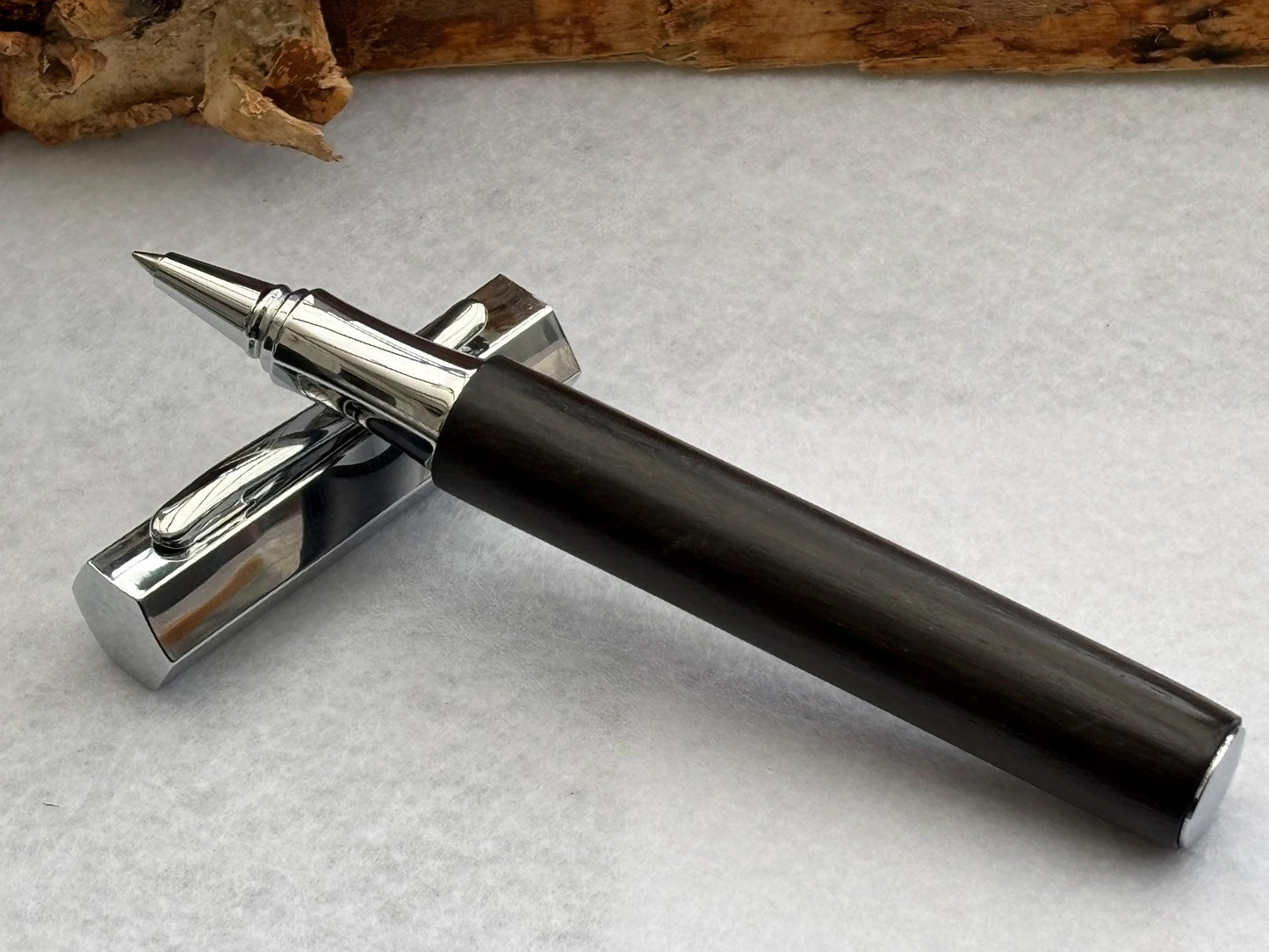 Handmade Rollerball Pen in Ancient Bog Oak Wood - Hexagon Pen - Collectors Item