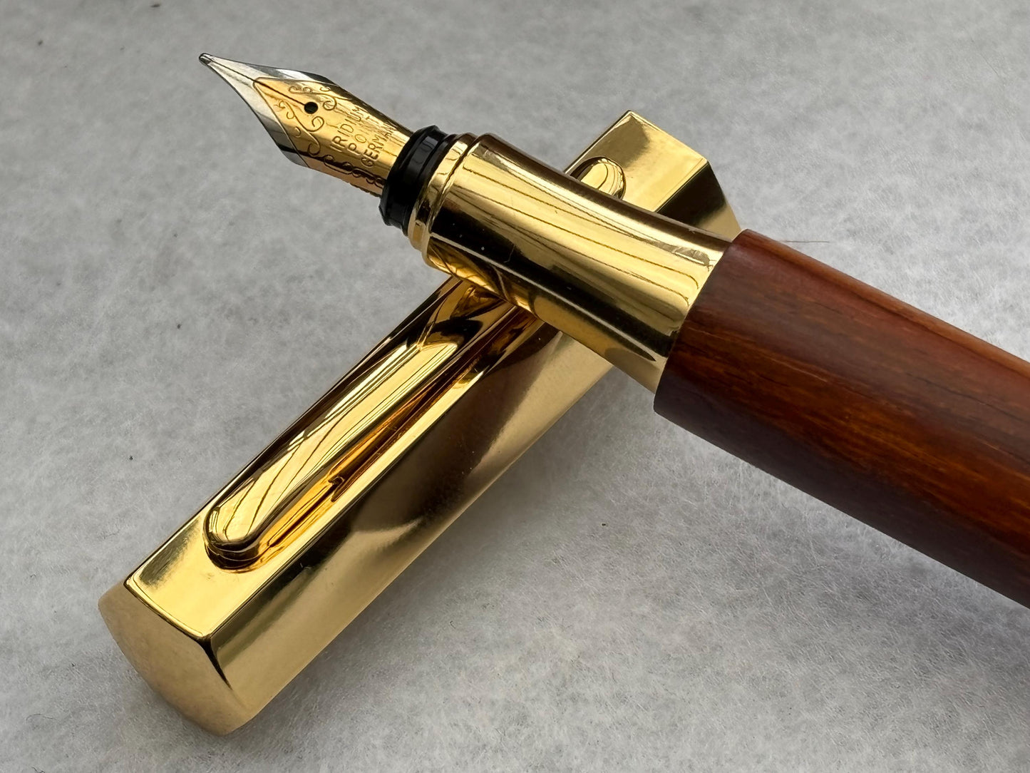 Rare Hexa Style Fountain Pen - Hand Turned From Cocobolo Exotic Hardwood - Modern Contemporary Design I Gold Fittings
