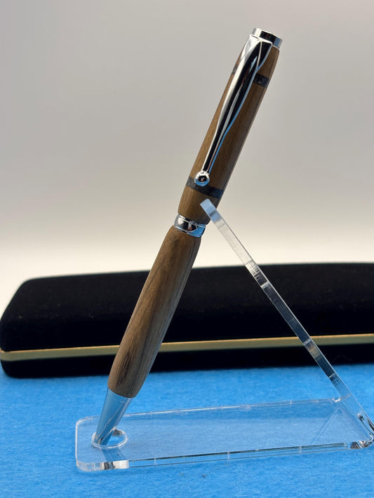 Genuine One of a Kind Handmade Ballpoint Pen - Contains Real Meteorite Inlayed in  Amazakoue  Wood  - Unusual Gift - Collectors Item