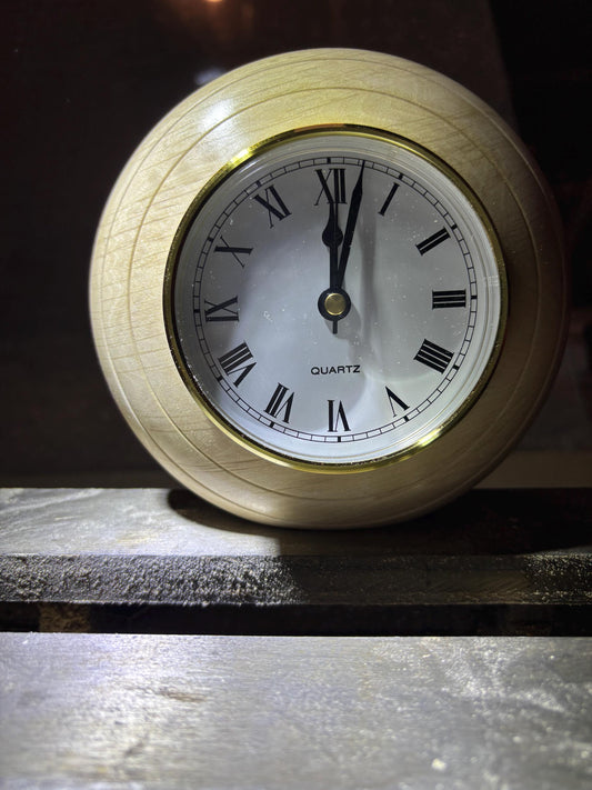 Desk Clock Made from Hornbeam | Handcrafted Clock | Unique Wood turned Home Decor | special Gift