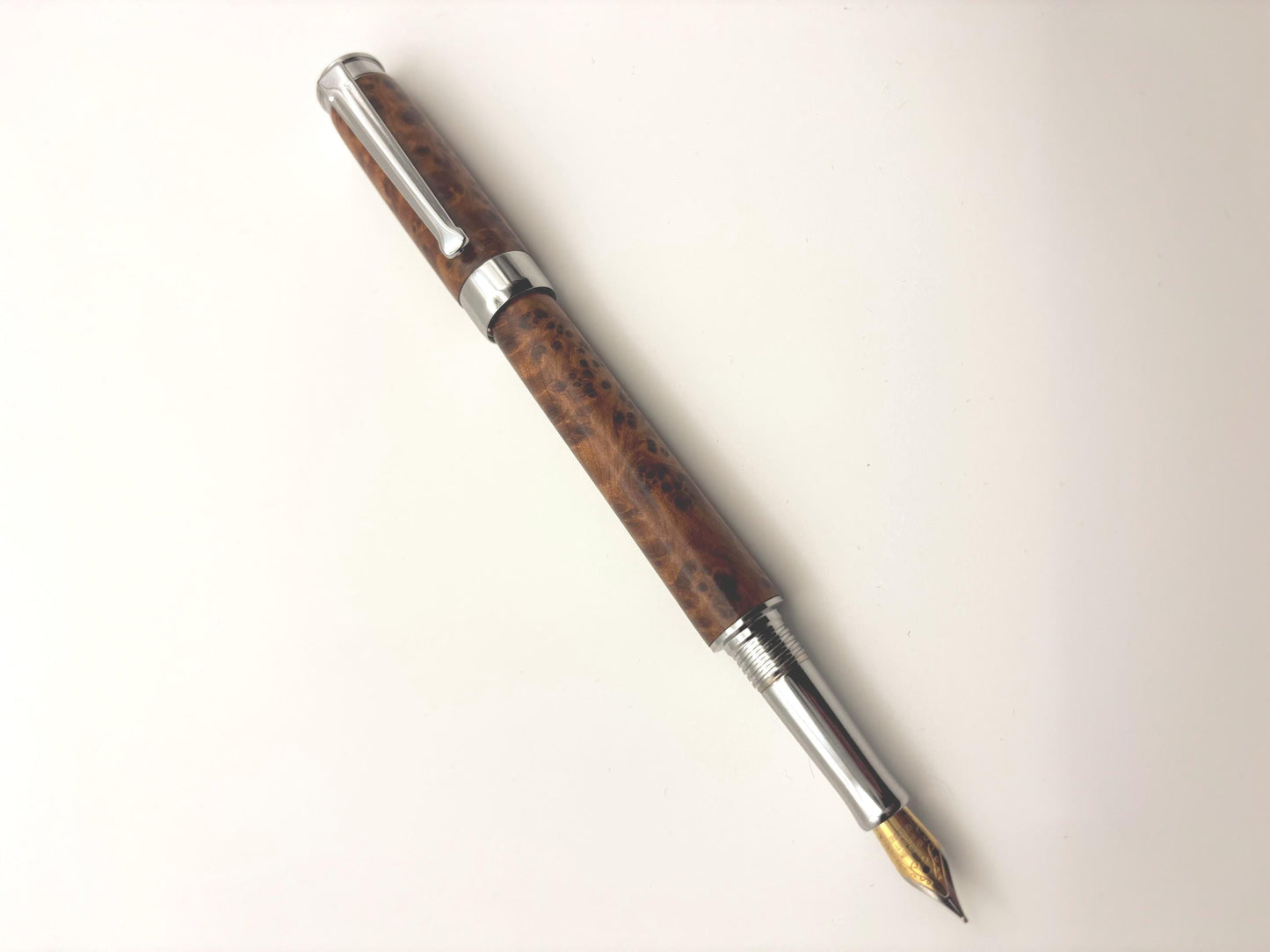 Handmade Premium Quality Fountain Pen - Hand Turned From Thuya Burr - Unique Patterned Pen - Unusual Gift - Collectors Item