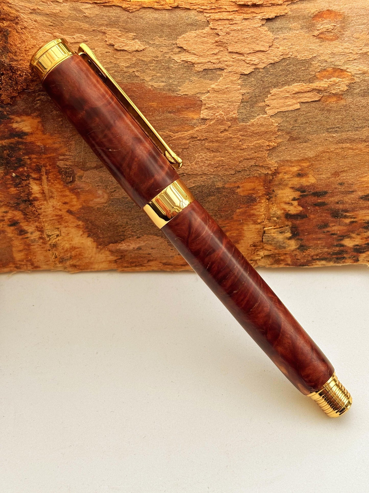 Handmade Premium Quality Fountain Pen - Hand Turned From Red Mallee Wood - Unique Patterned Pen - Unusual Gift - Collectors Item