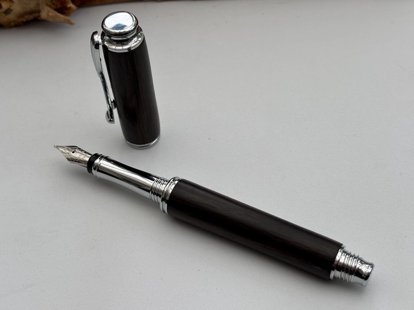 Handmade Fountain Pen in Ancient Bog Oak Wood - Unique Patterned Pen - Unusual Gift 3500-Years Old Wood - Collectors Item