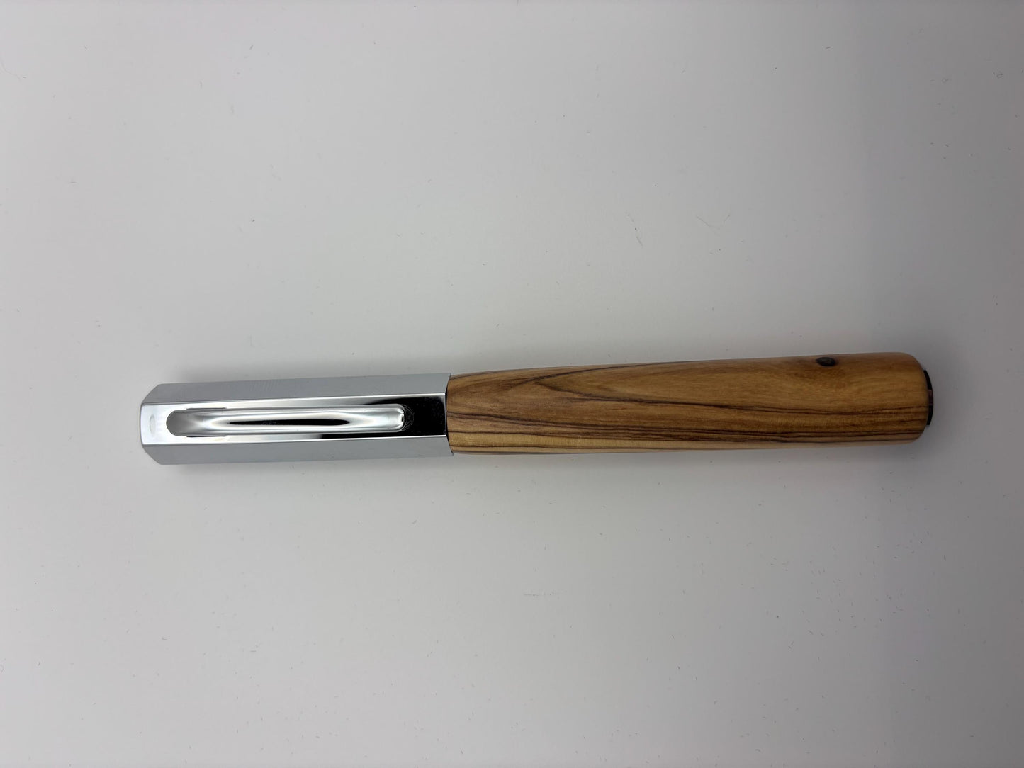 Holy Land Fountain Pen - Hand Turned From Bethlehem Olive Wood - Modern Contemporary Design I Chrome Fittings