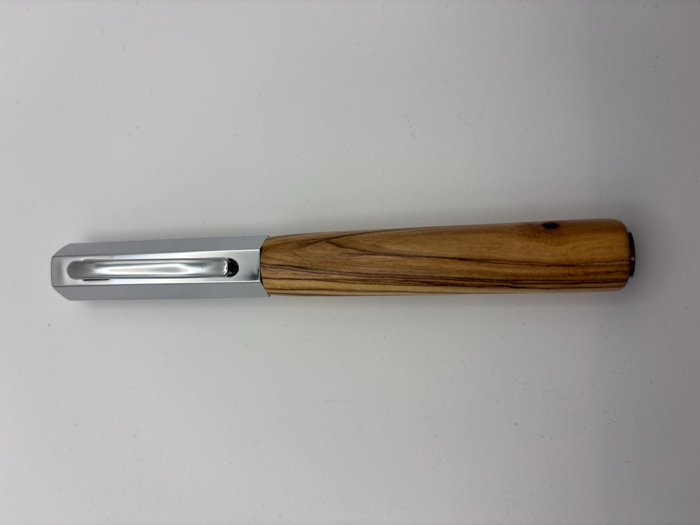 Holy Land Fountain Pen - Hand Turned From Bethlehem Olive Wood - Modern Contemporary Design I Chrome Fittings