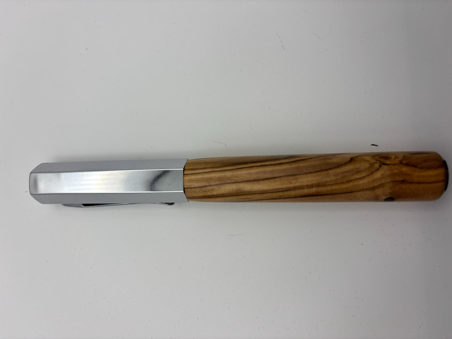 Holy Land Fountain Pen - Hand Turned From Bethlehem Olive Wood - Modern Contemporary Design I Chrome Fittings