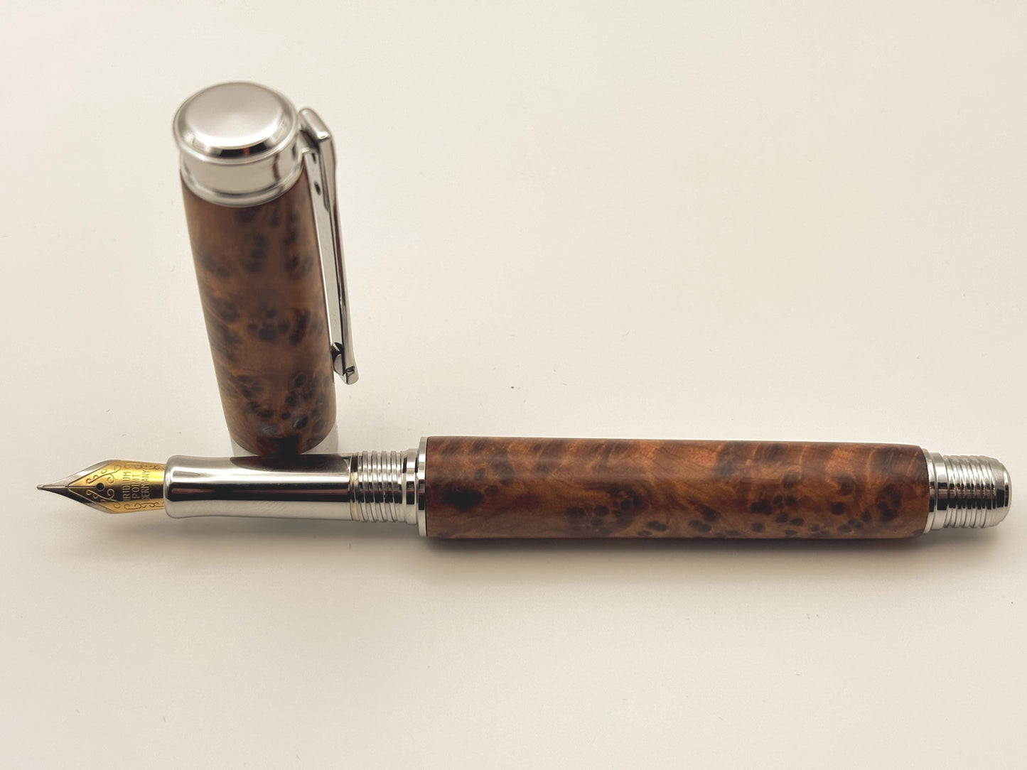 Handmade Premium Quality Fountain Pen - Hand Turned From Thuya Burr - Unique Patterned Pen - Unusual Gift - Collectors Item
