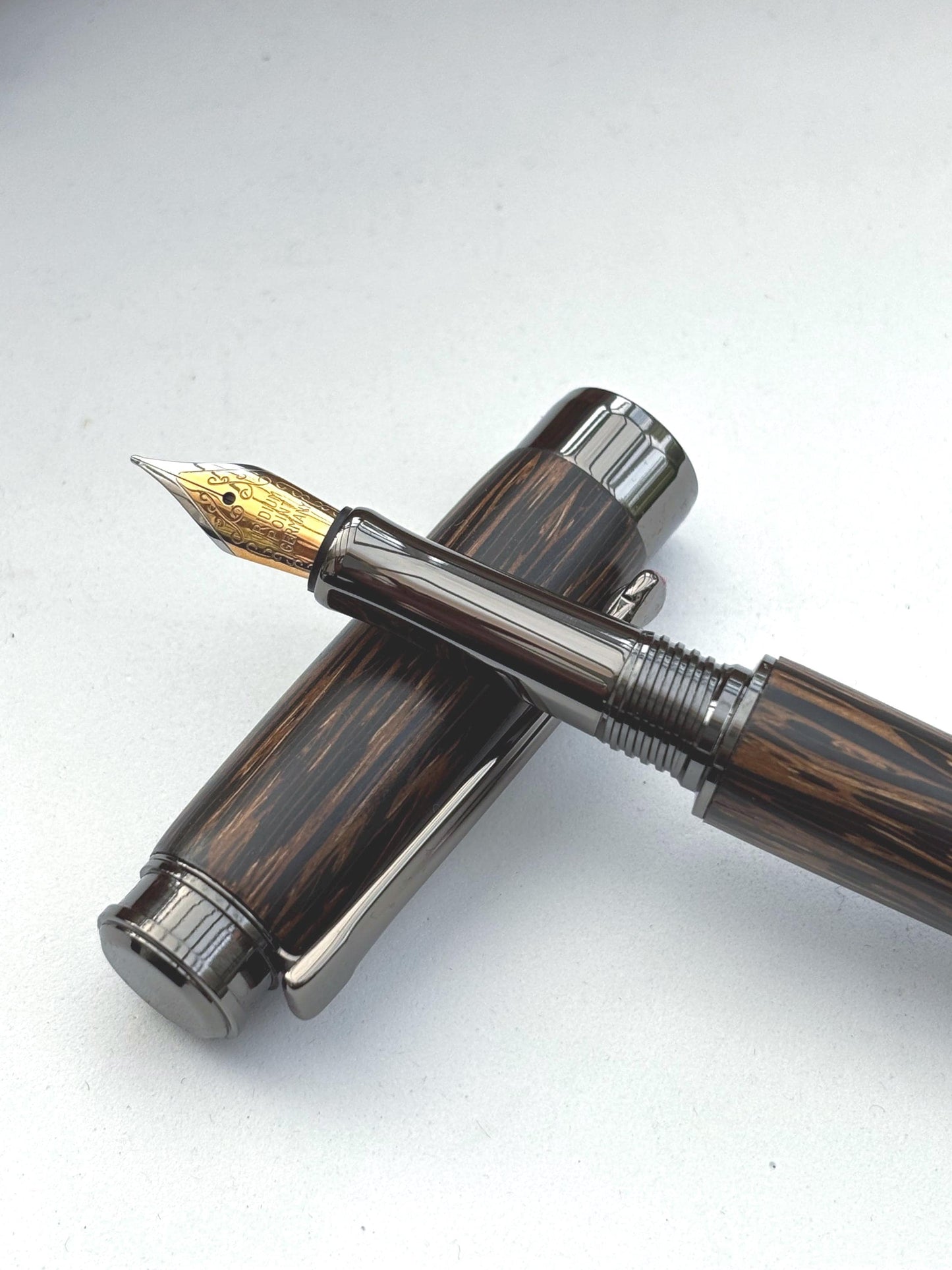 Handmade Premium Quality Fountain Pen - Hand Turned From Black Palm Wood - Unique Patterned Pen - Unusual Gift - Collectors Item