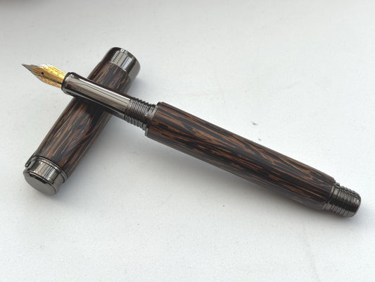 Handmade Premium Quality Fountain Pen - Hand Turned From Black Palm Wood - Unique Patterned Pen - Unusual Gift - Collectors Item