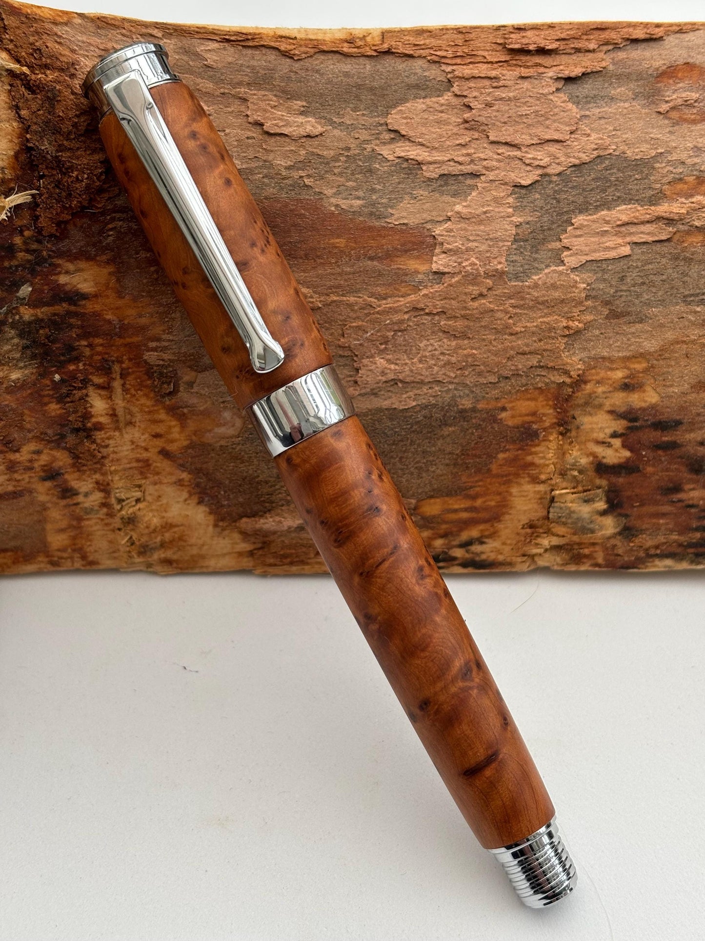 Handmade Premium Quality Rollerball Hand Turned From Thuya Burr - Unique Patterned Pen - Unusual Gift - Collectors Item