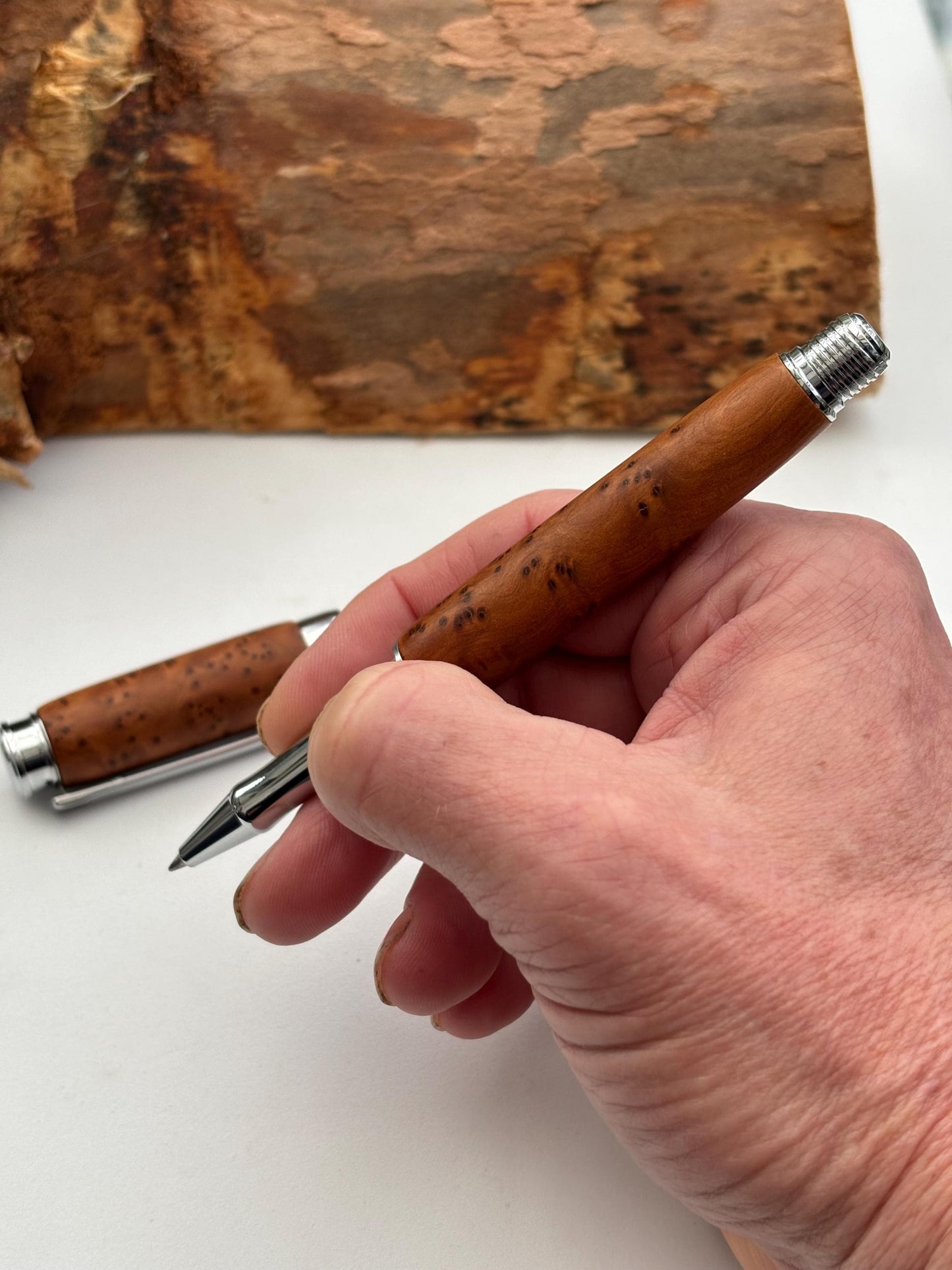 Handmade Premium Quality Rollerball Hand Turned From Thuya Burr - Unique Patterned Pen - Unusual Gift - Collectors Item