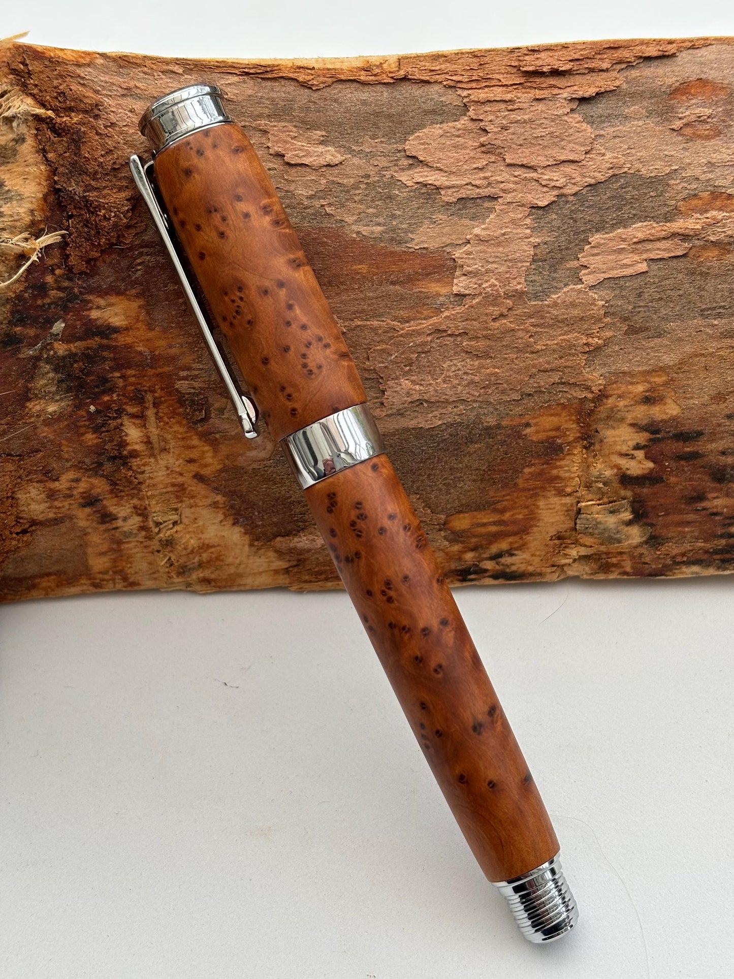 Handmade Premium Quality Rollerball Hand Turned From Thuya Burr - Unique Patterned Pen - Unusual Gift - Collectors Item