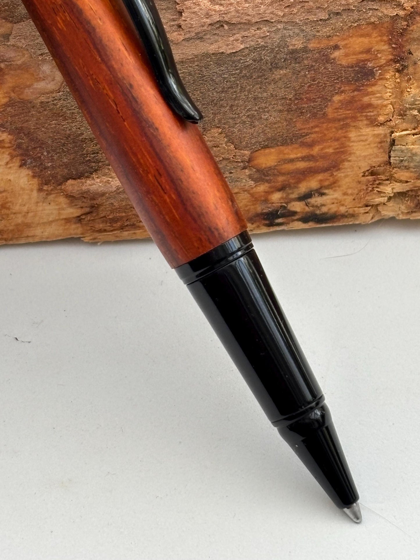 Artisan  Handmade Cocobolo Wood Pen with Black Chrome | Elegant Twist Ballpoint - Executive Desk Pen