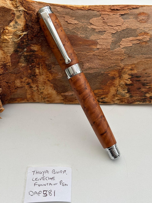 Handmade Premium Quality Rollerball Hand Turned From Thuya Burr - Unique Patterned Pen - Unusual Gift - Collectors Item