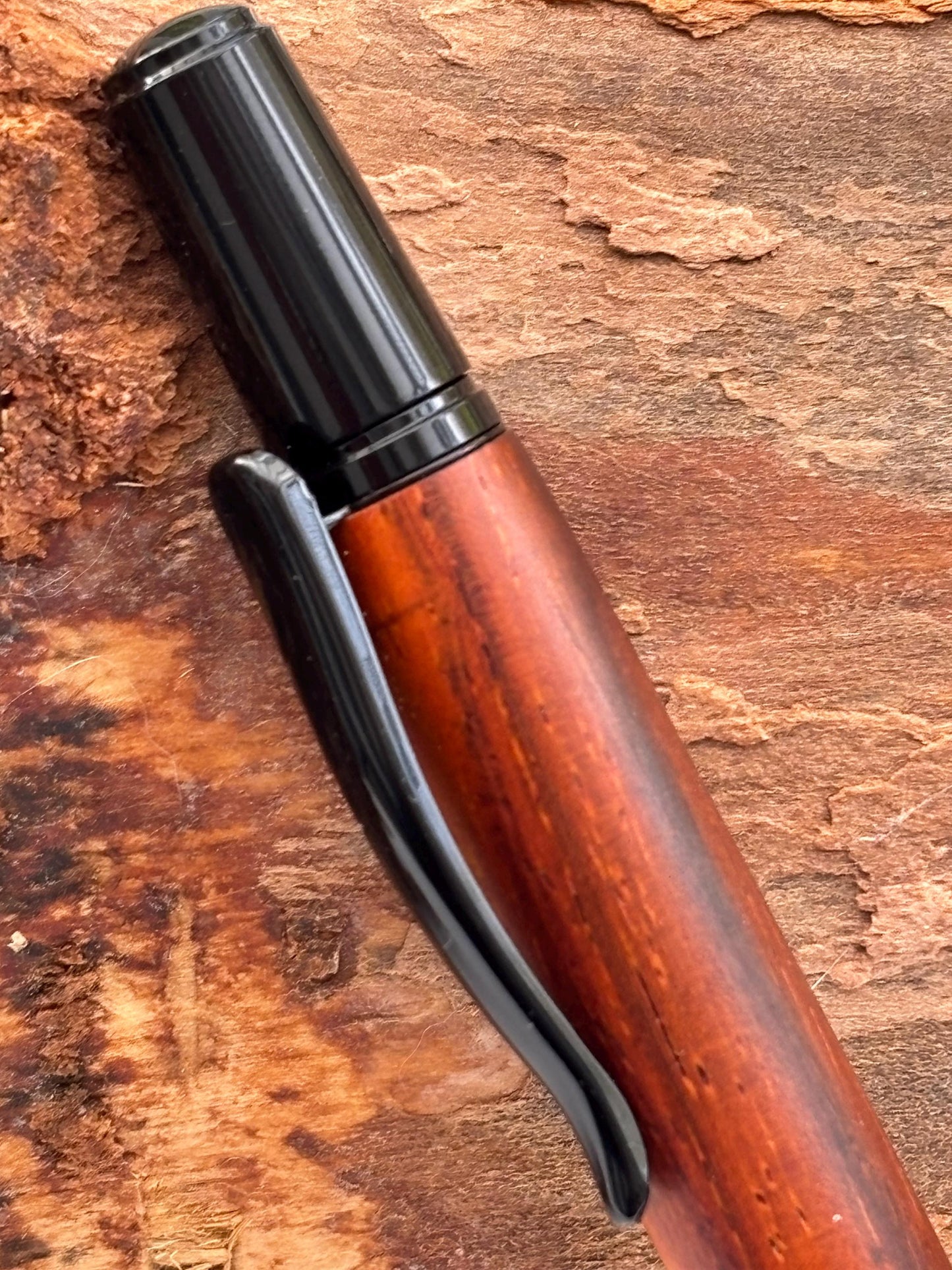 Artisan  Handmade Cocobolo Wood Pen with Black Chrome | Elegant Twist Ballpoint - Executive Desk Pen