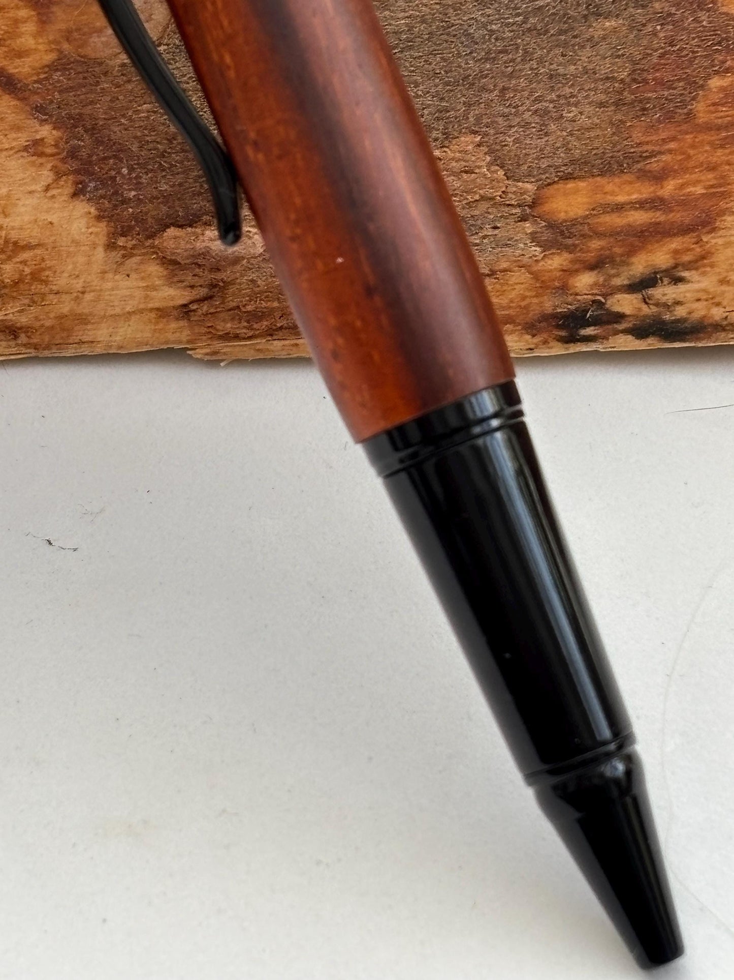 Artisan  Handmade Cocobolo Wood Pen with Black Chrome | Elegant Twist Ballpoint - Executive Desk Pen