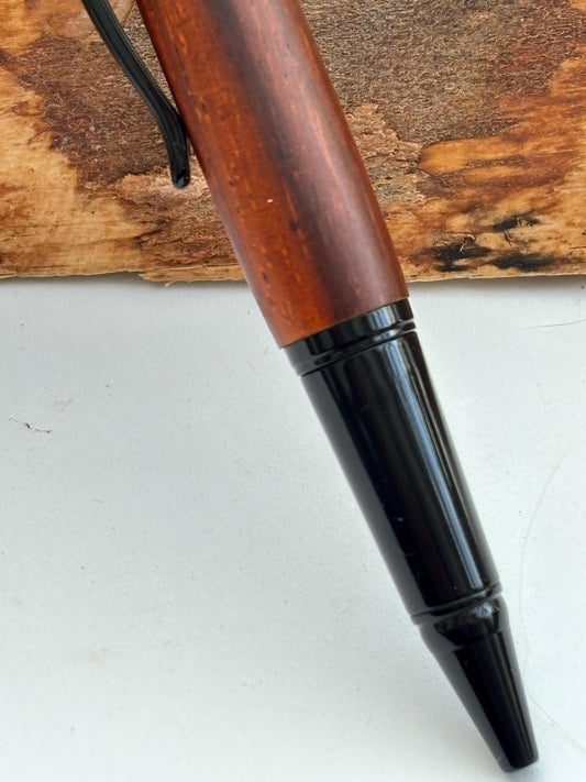 Artisan  Handmade Cocobolo Wood Pen with Black Chrome | Elegant Twist Ballpoint - Executive Desk Pen