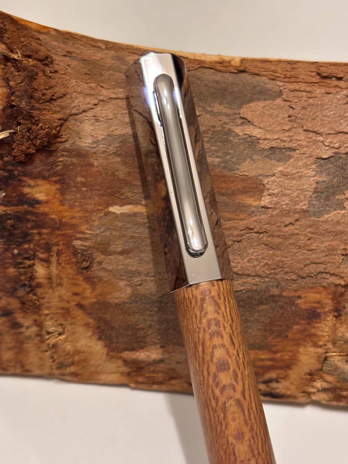 London Plane Wooden Hexa Style  Fountain Pen - Hand Turned Modern Design I Chrome Fittings