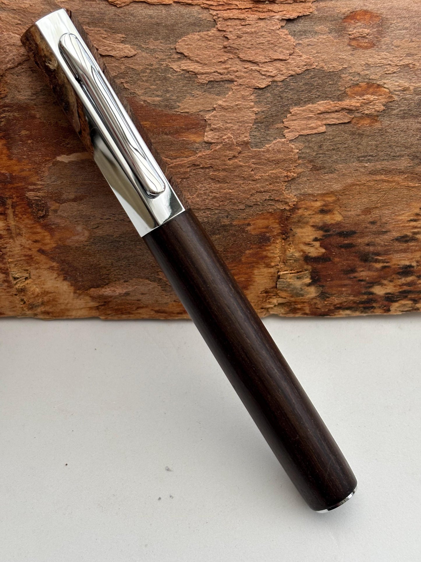 Handmade Fountain Pen in Ancient Bog Oak Wood - Unique Hexagon Pen - Collectors Item
